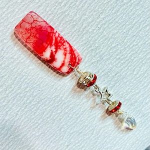 Festive Holiday Candy Cane Agate Crystal Brooch